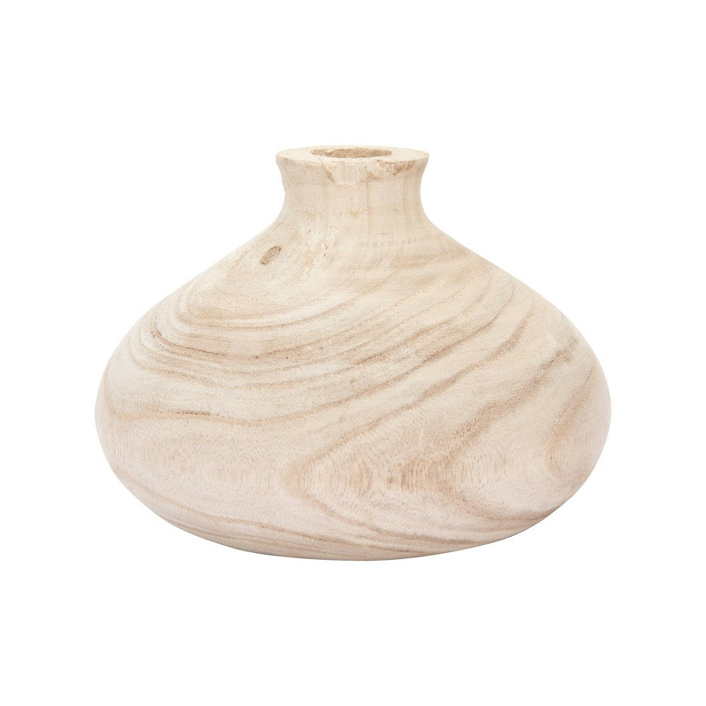 7 1/2" Round x 5"H Paulownia Wood Vase