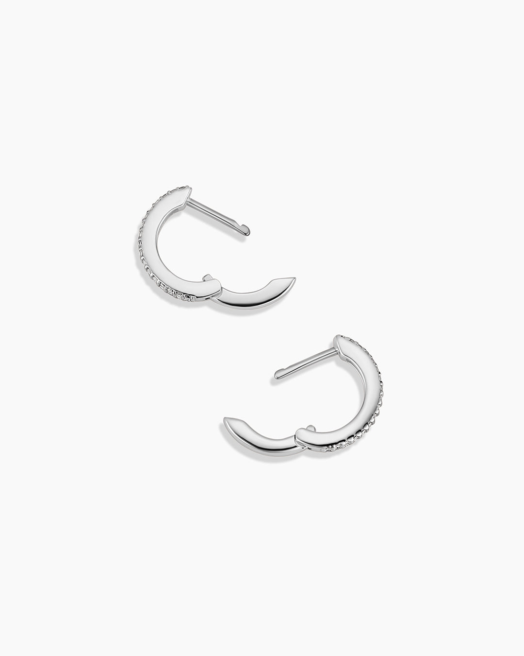 Wilder Shimmer Bar Huggies - Silver/White CZ - Stainless Steel Post