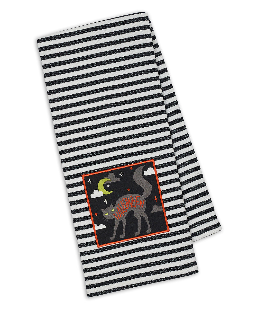Witch's Cat Embellished Dish Towel