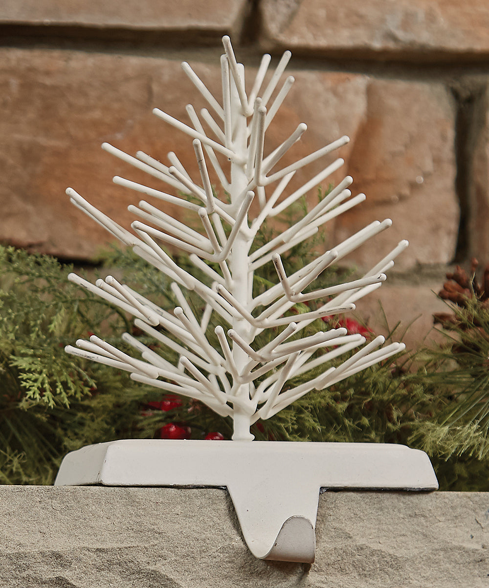 White Metal Tree Stocking Hanger