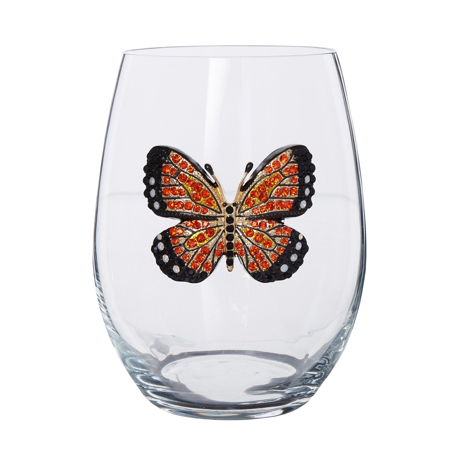 Monarch Butterfly Stemless Wine Glass