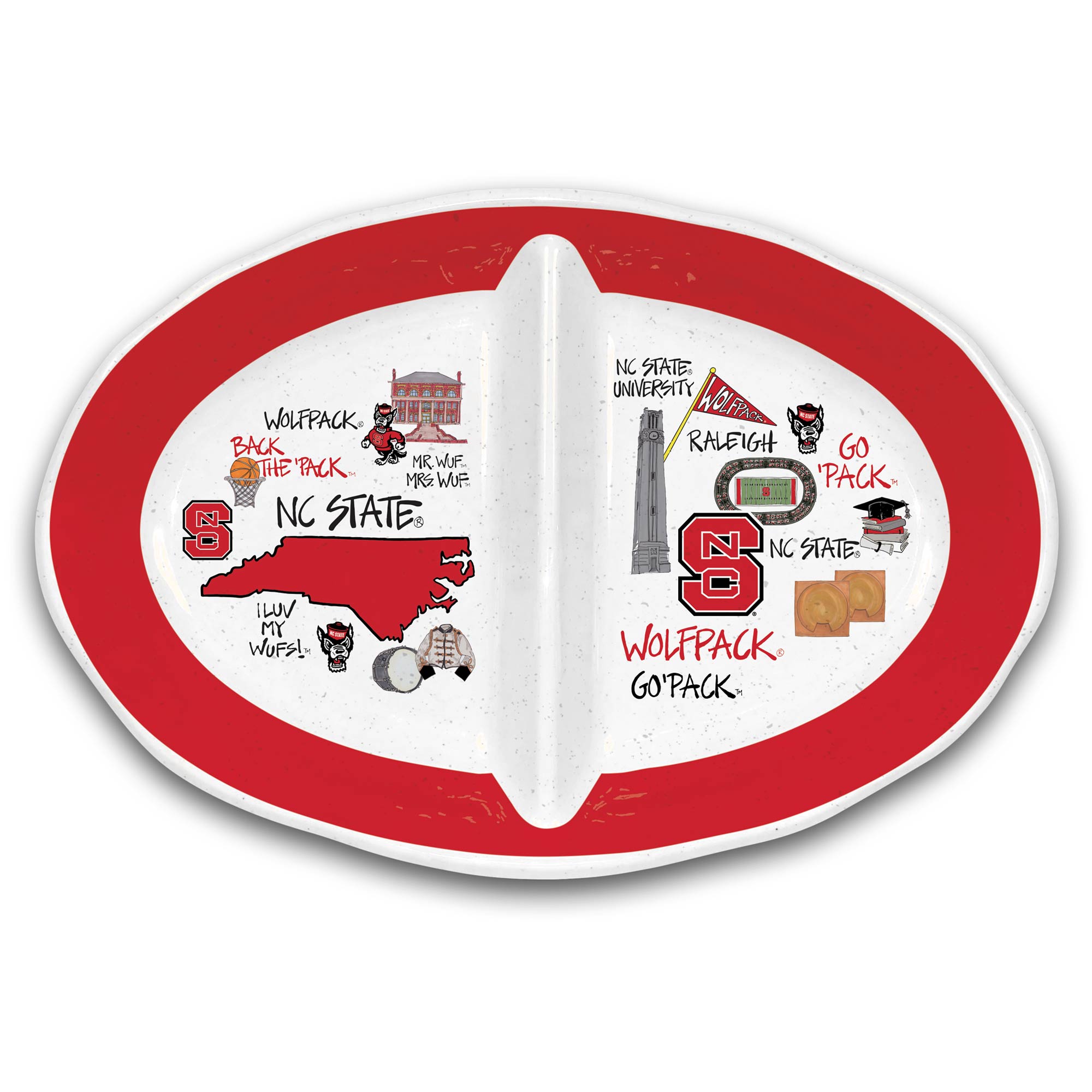 NC STATE 2 SECTION PLATTER