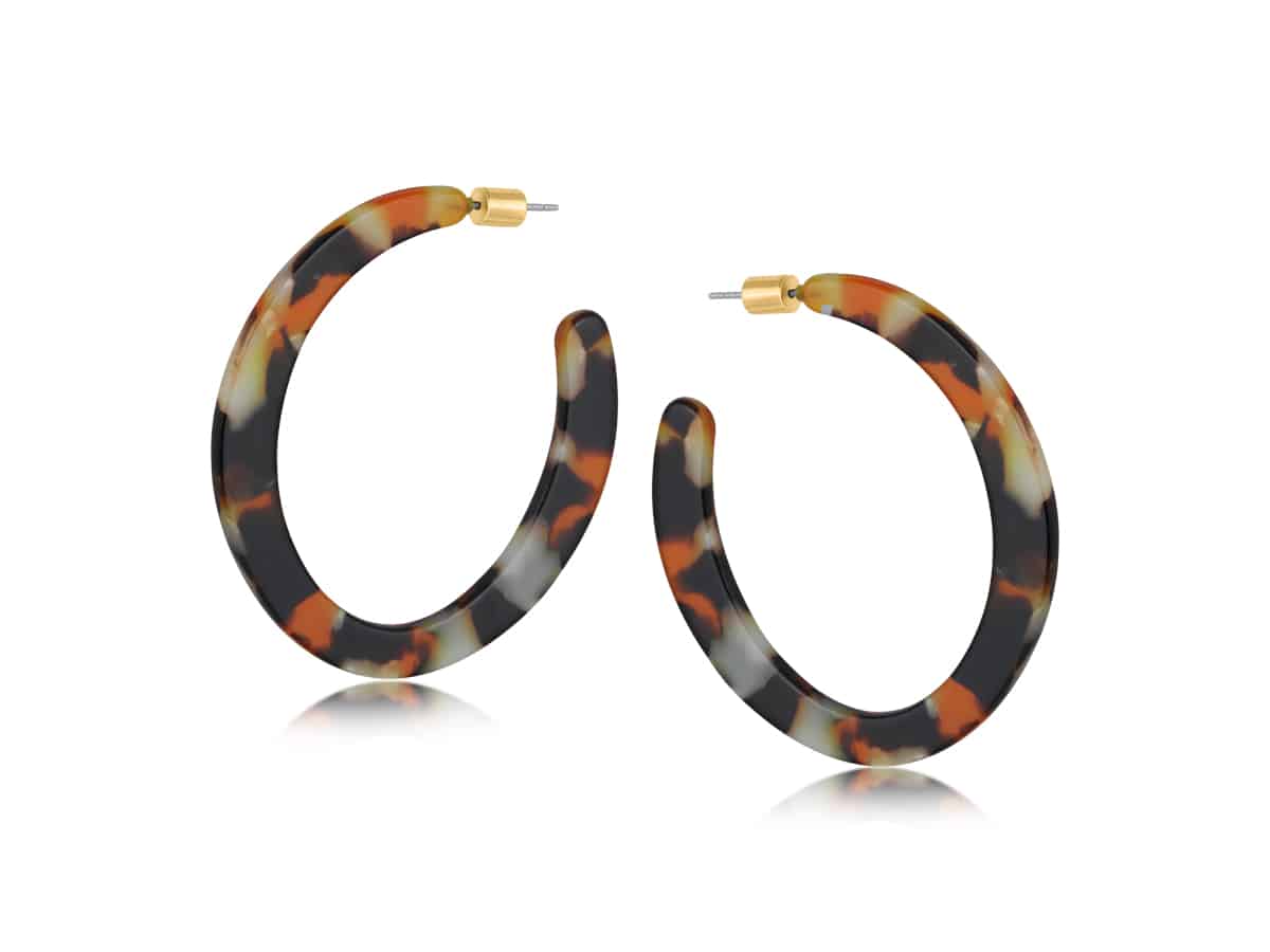 2998 Hortense Resin Statement Cut-out Hoop Earring - Brown & Grey