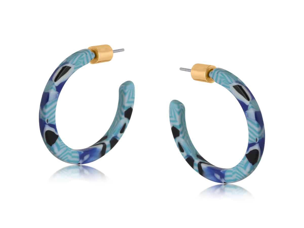 3057 Yellow Pink Emma Thin Resin Hoop Earrings