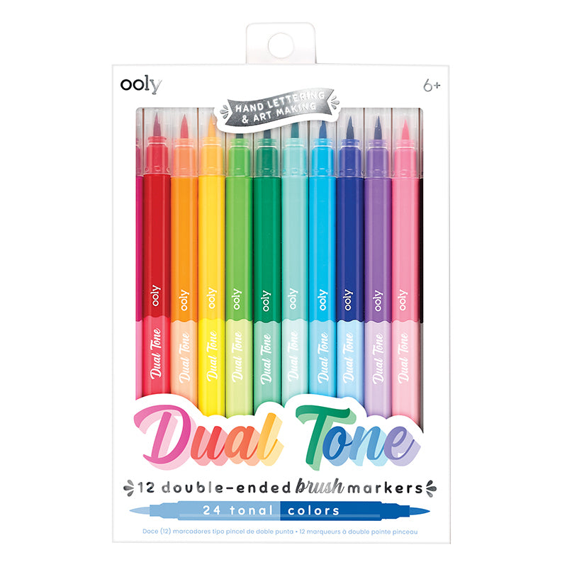 Dual Tone Double Ended Brush Marker (set of 12/24)