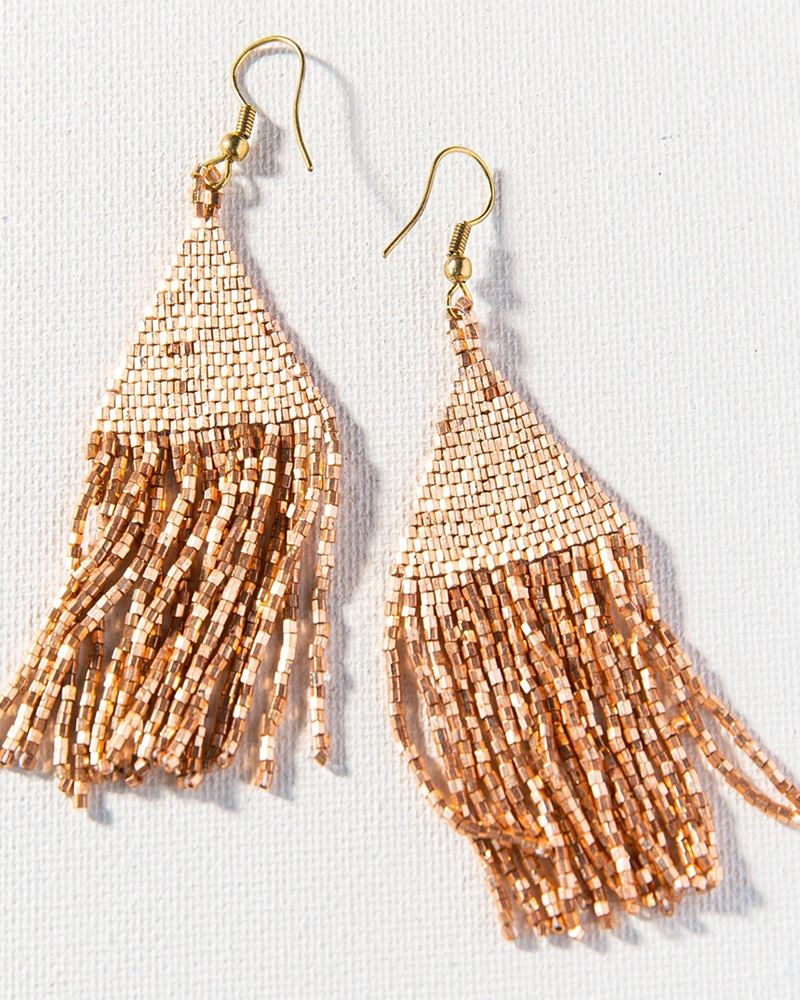 LEXIE SOLID BEADED FRINGE ROSE GOLD EARRING