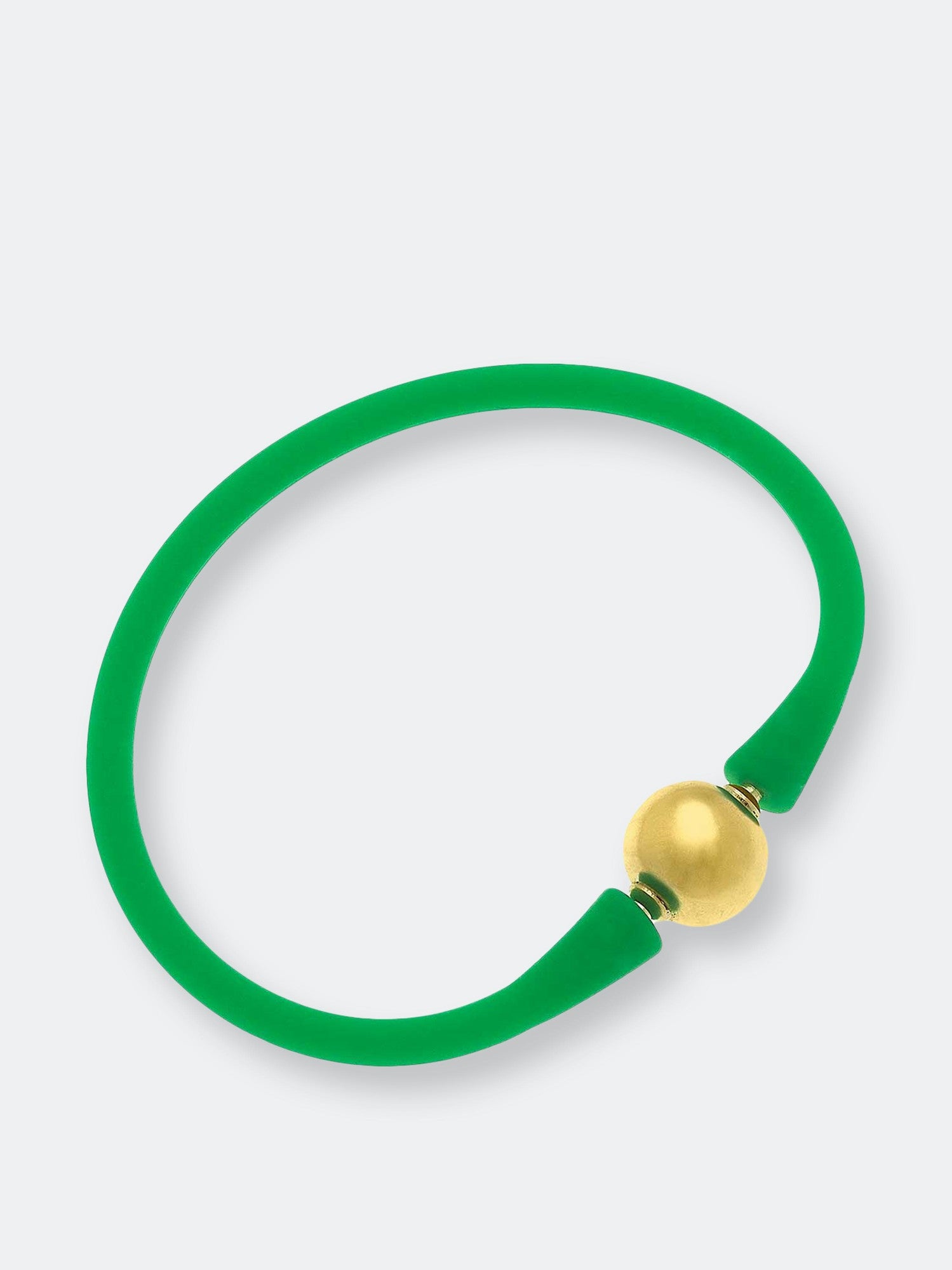 Bali 24K Gold Plated Ball Bead Silicone Bracelet in Green