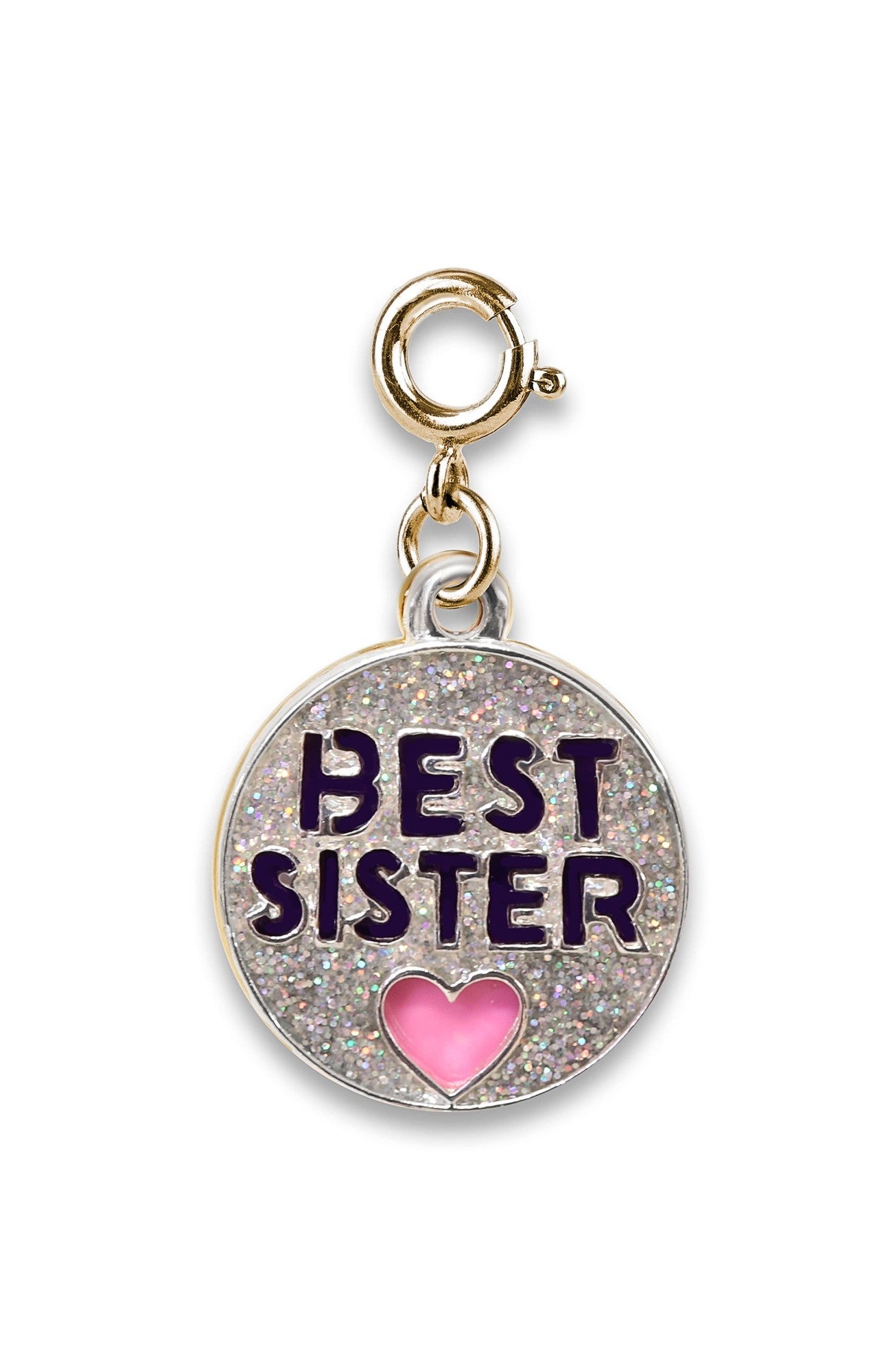 Gold Glitter Best Sister Charm