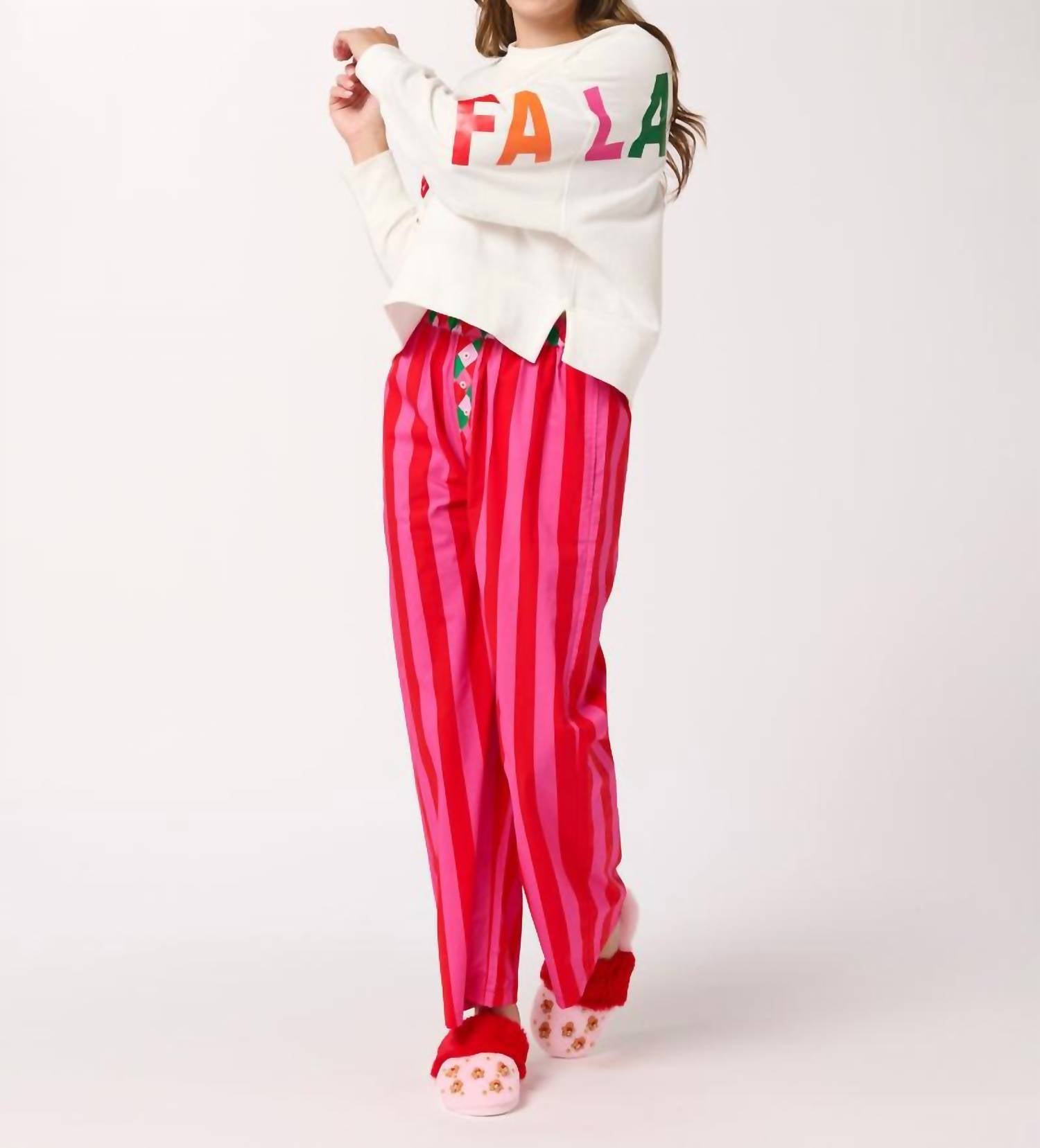 Festive Stripe Boxer Pant, Red - Large