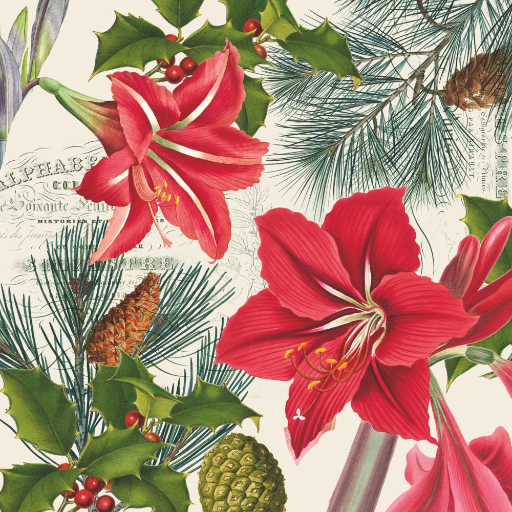 Luncheon Napkin - Amaryllis Sur Beige