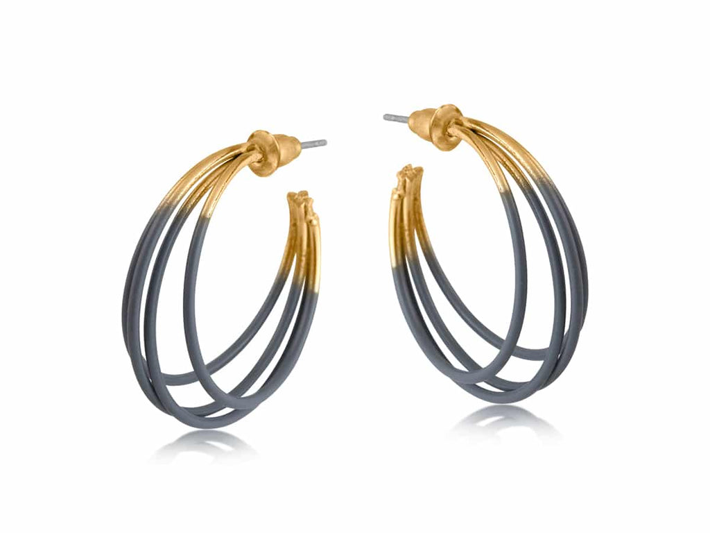 BLUE NINA TWO TONE HOOP EARRINGS