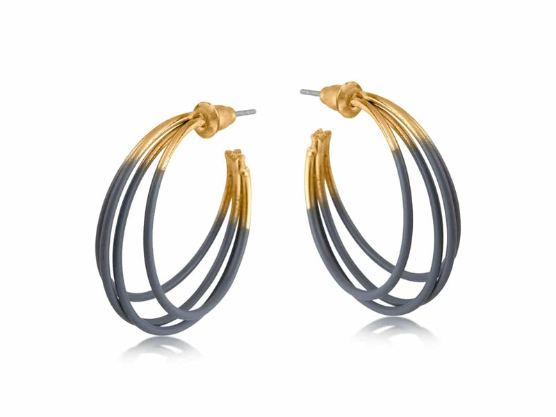 BLUE NINA TWO TONE HOOP EARRINGS