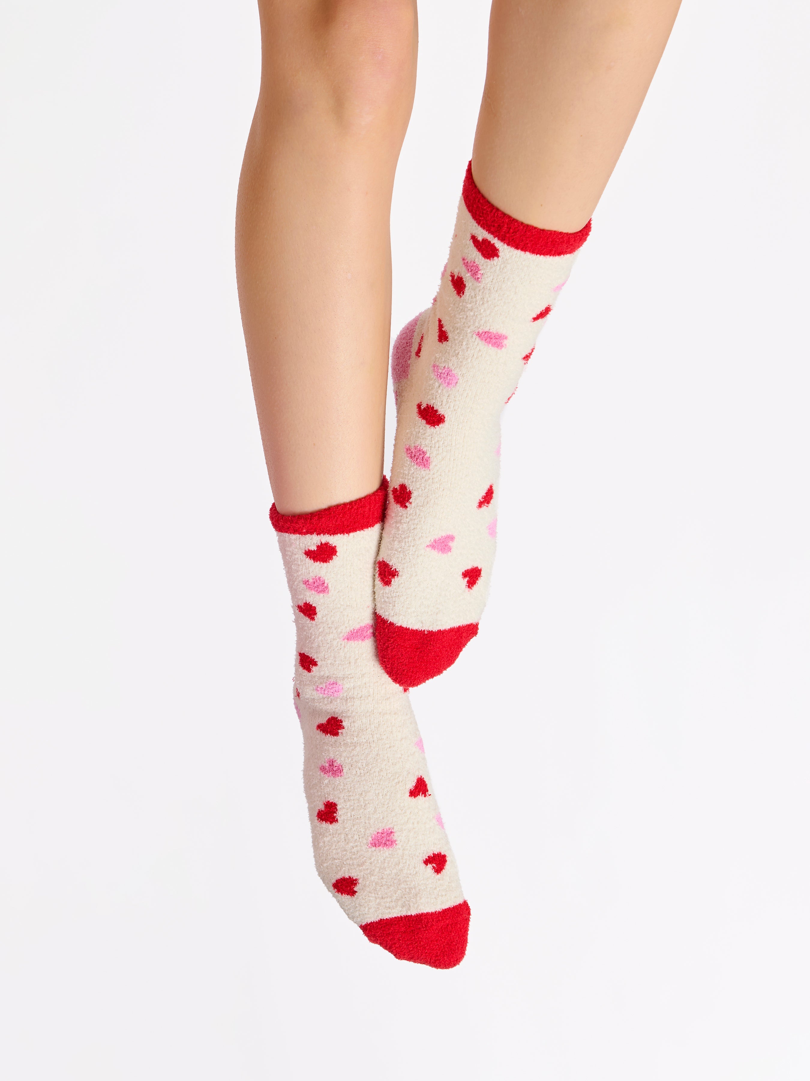 Candy Heart Socks, Ivory