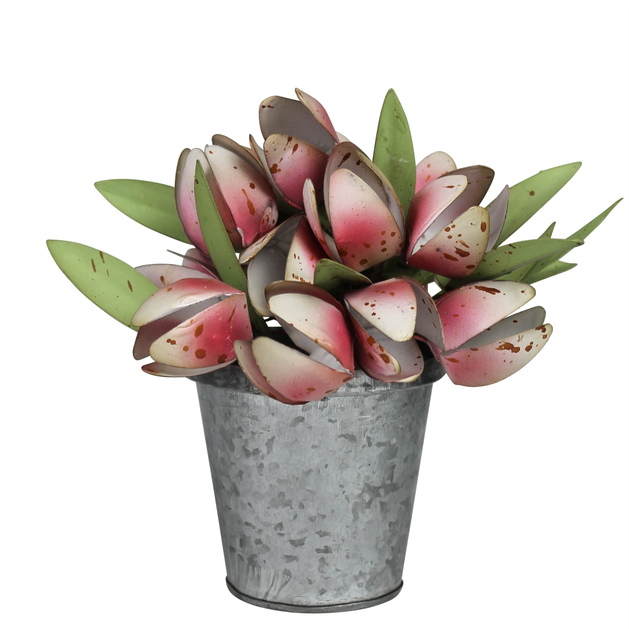 METAL POT WITH TULIPS
