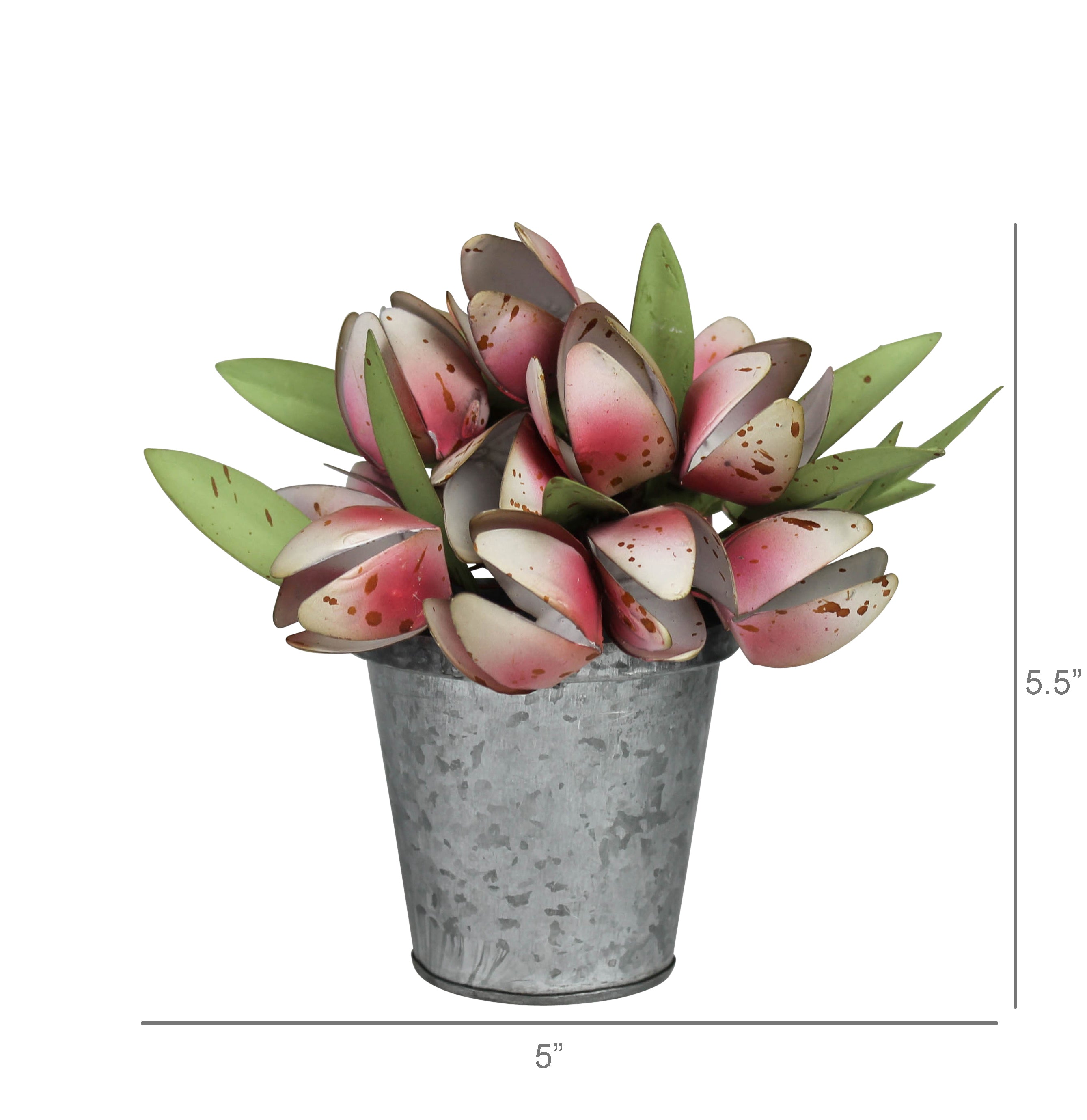 METAL POT WITH TULIPS