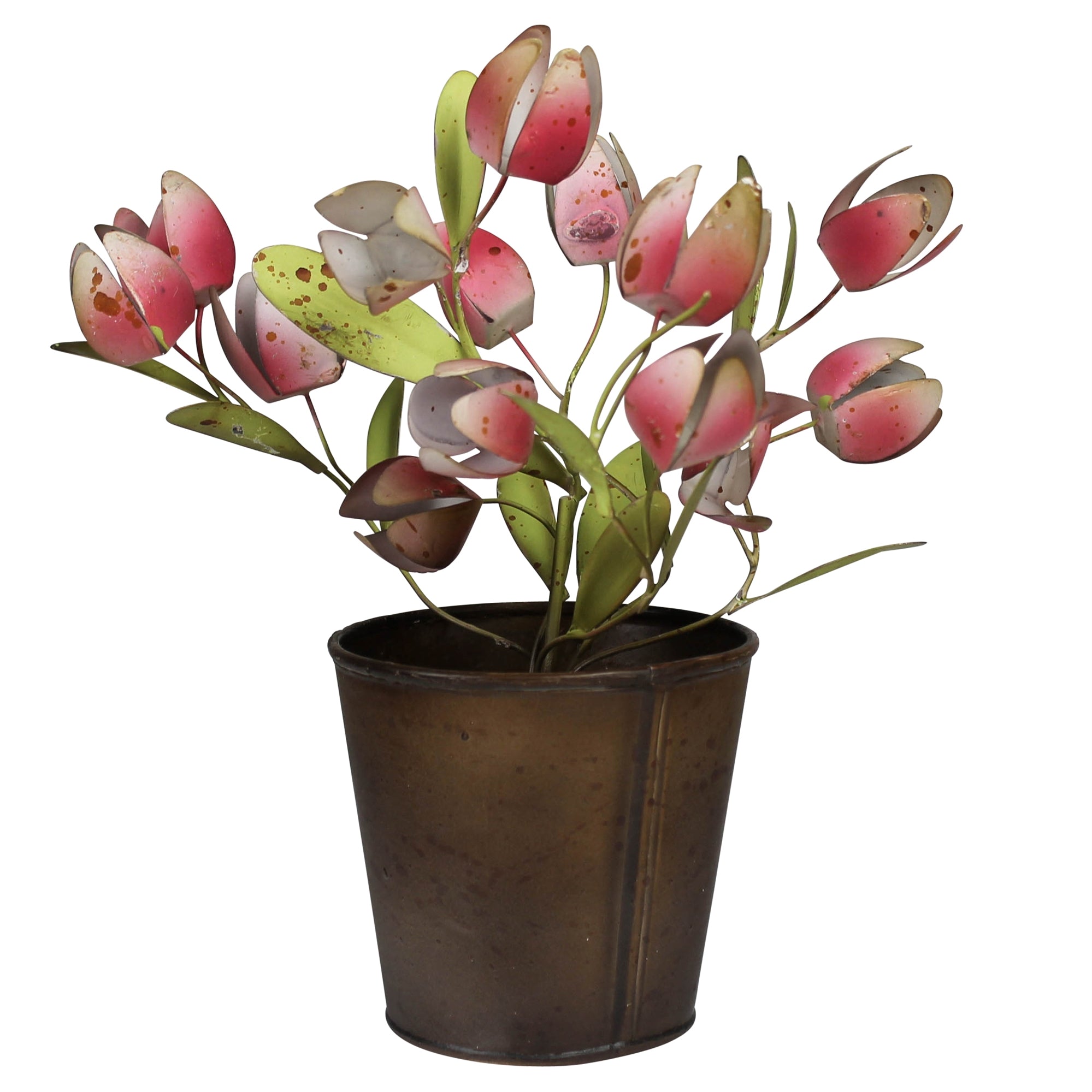 METAL POT W/METAL TULIPS & GREENS