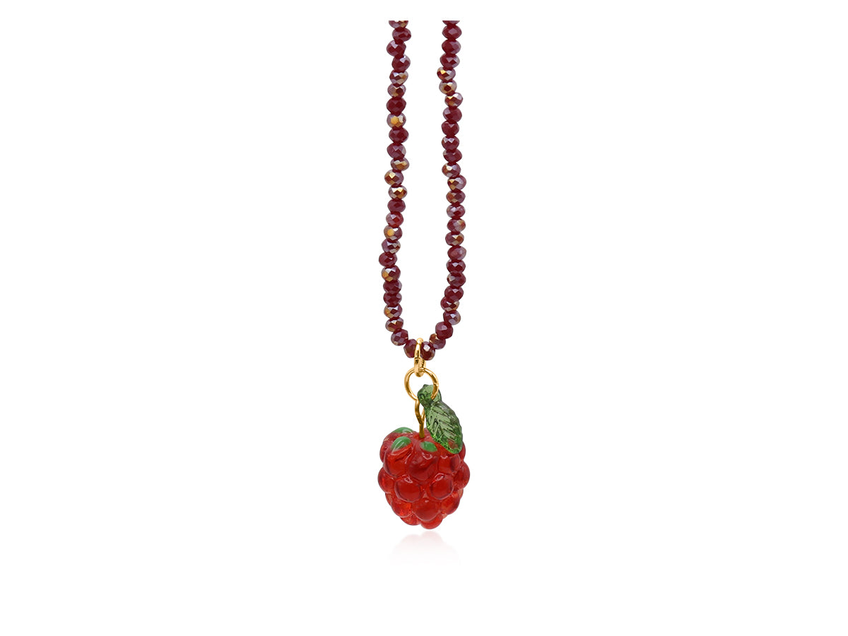 Malina Raspberry Beaded Necklace - Burgundy