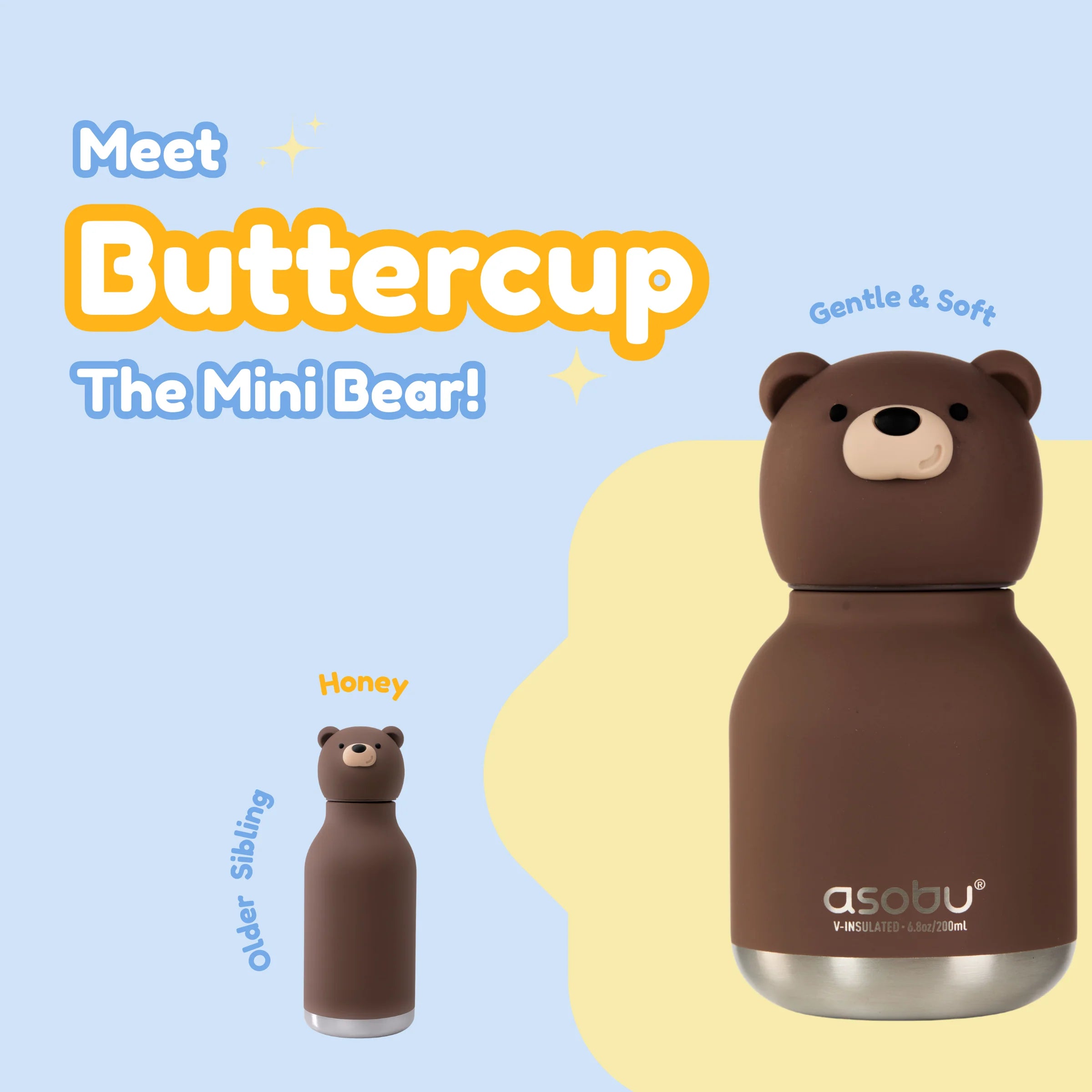 Bag Charm Water Bottle - Brown Bear