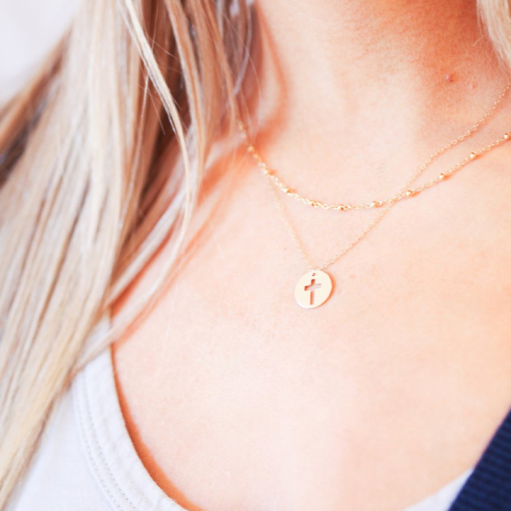 16" Necklace Gold - Blessing Gold Disc