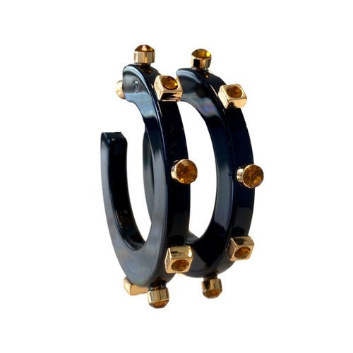 Black & Gold City Girl Jewel Hoop - small