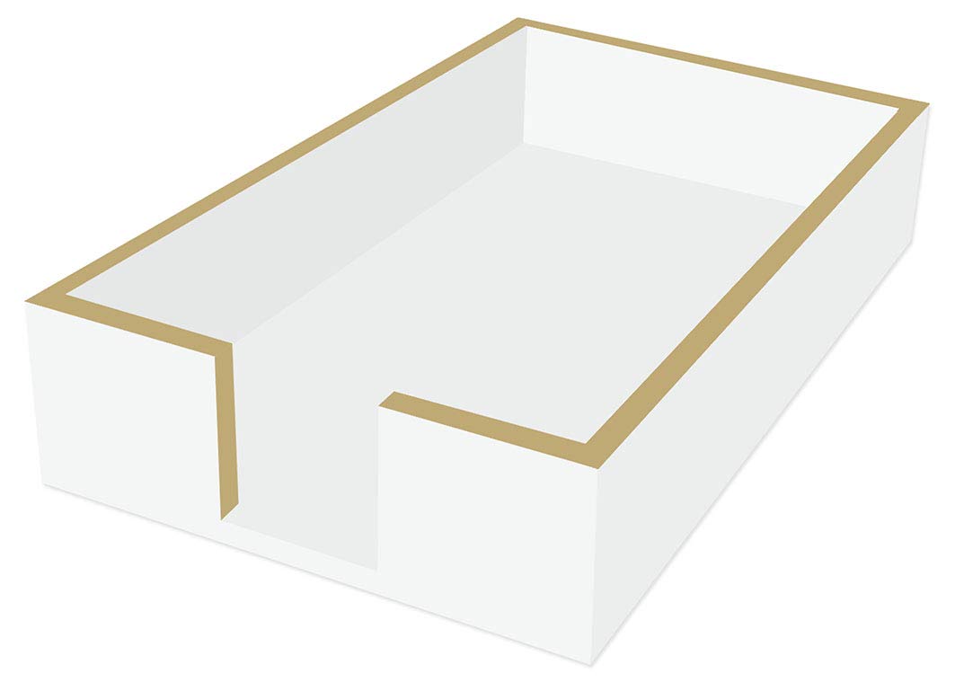 GUEST TOWEL CADDY WOOD/WHITE/GOLD TRIM