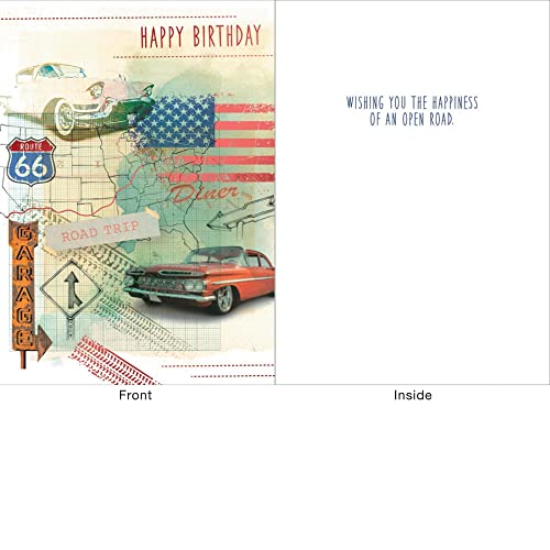 Classic Cars on Map Birthday Card