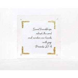 4" x 4" Acrylic Frame w/ Gold Accents - Sweet Friendships