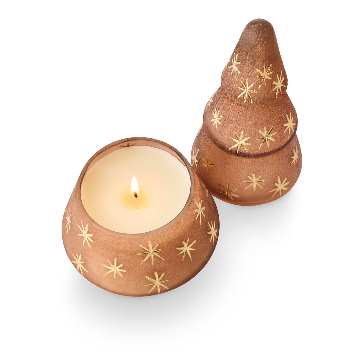 Woodfire Star Glass Tree Candle