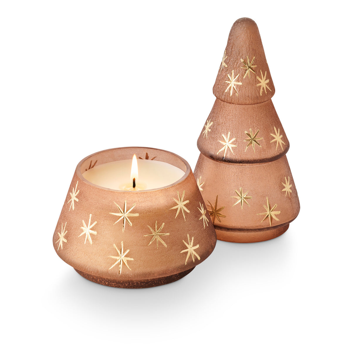 Woodfire Star Glass Tree Candle