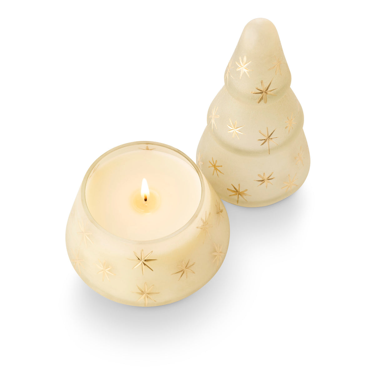 Winter White Star Glass Tree Candle