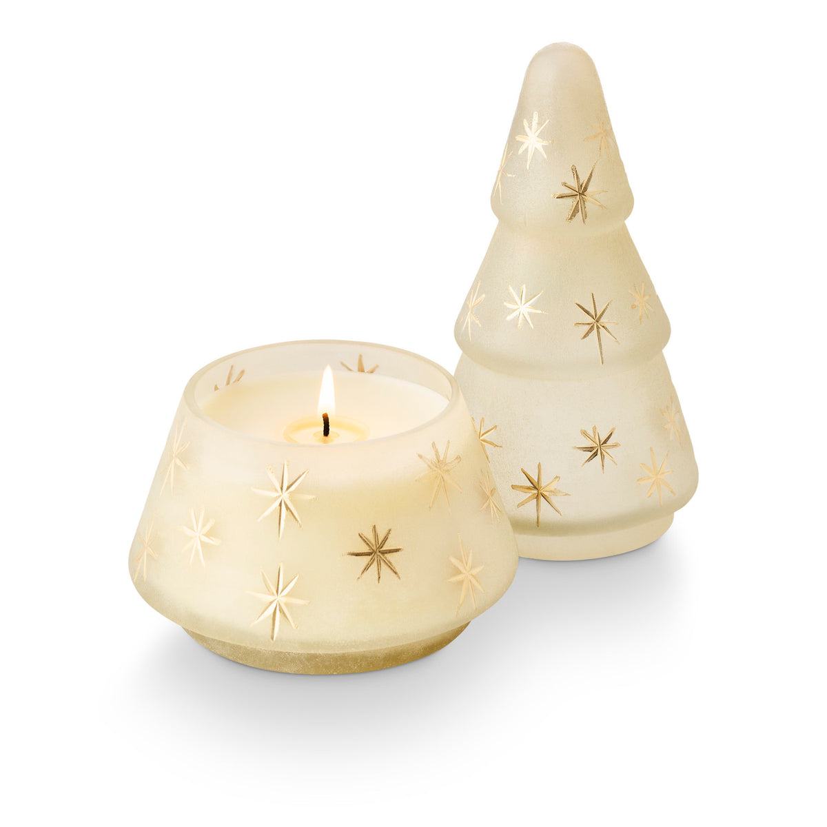Winter White Star Glass Tree Candle