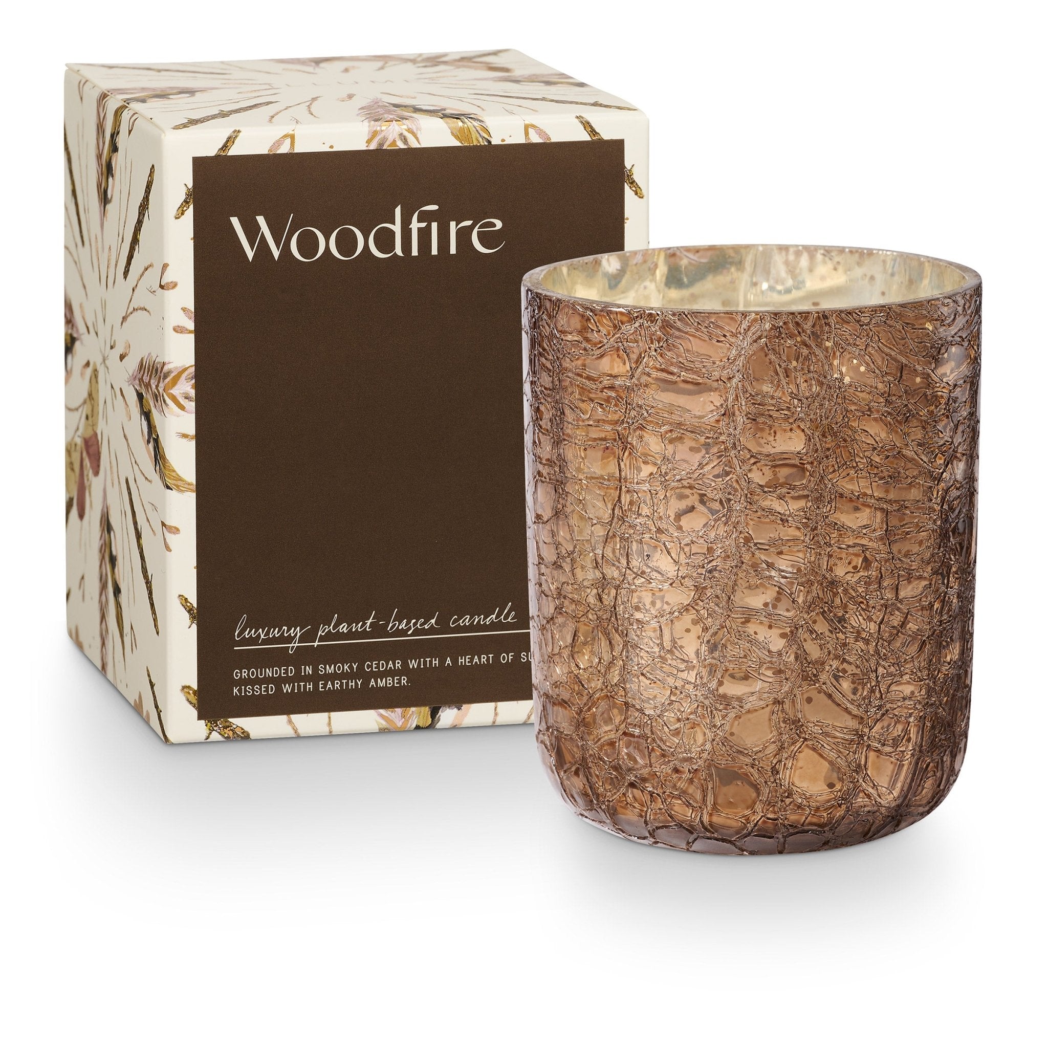 WOODFIRE SMALL BOXED CRACKLE GLASS CANDLE 8.3 OZ