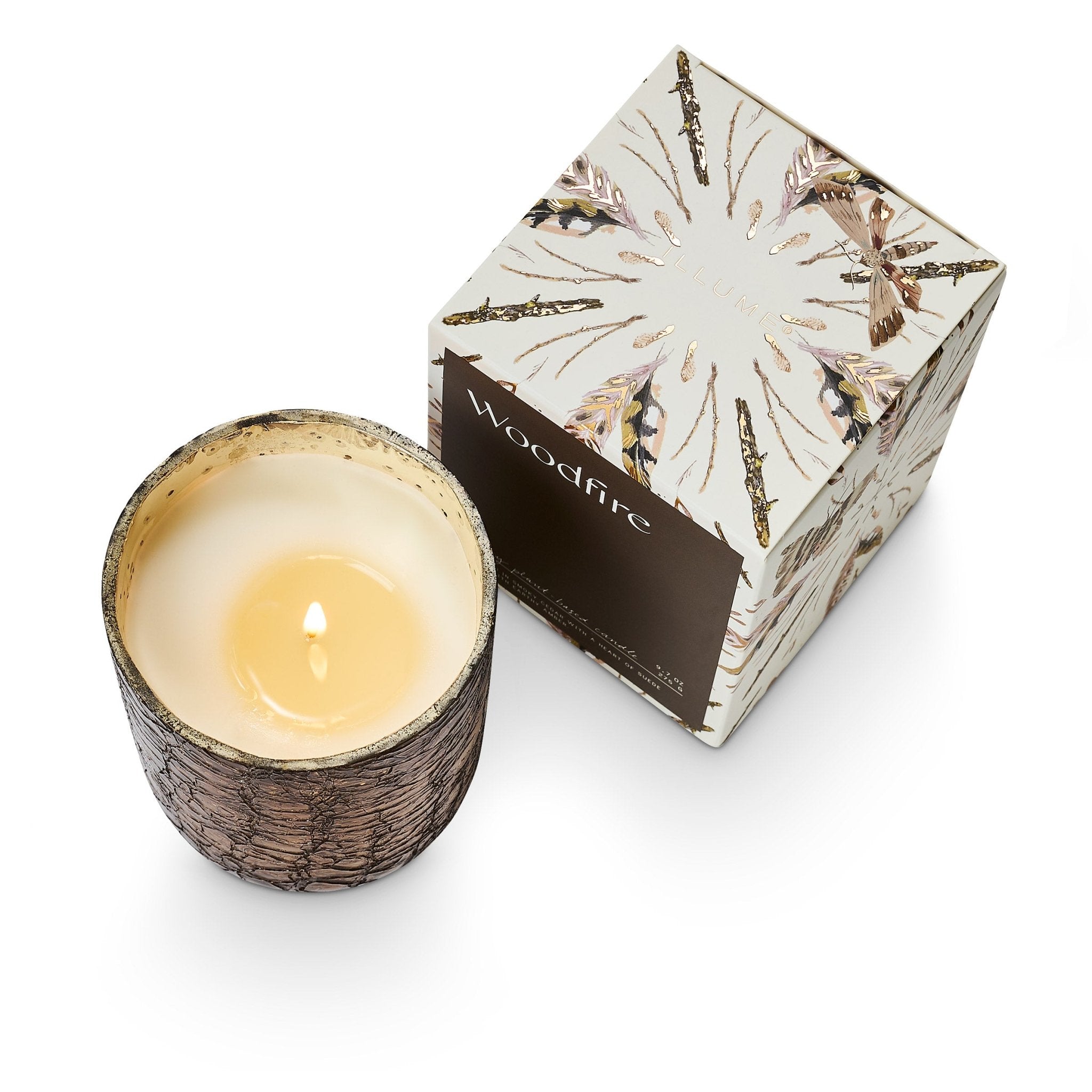 WOODFIRE SMALL BOXED CRACKLE GLASS CANDLE 8.3 OZ