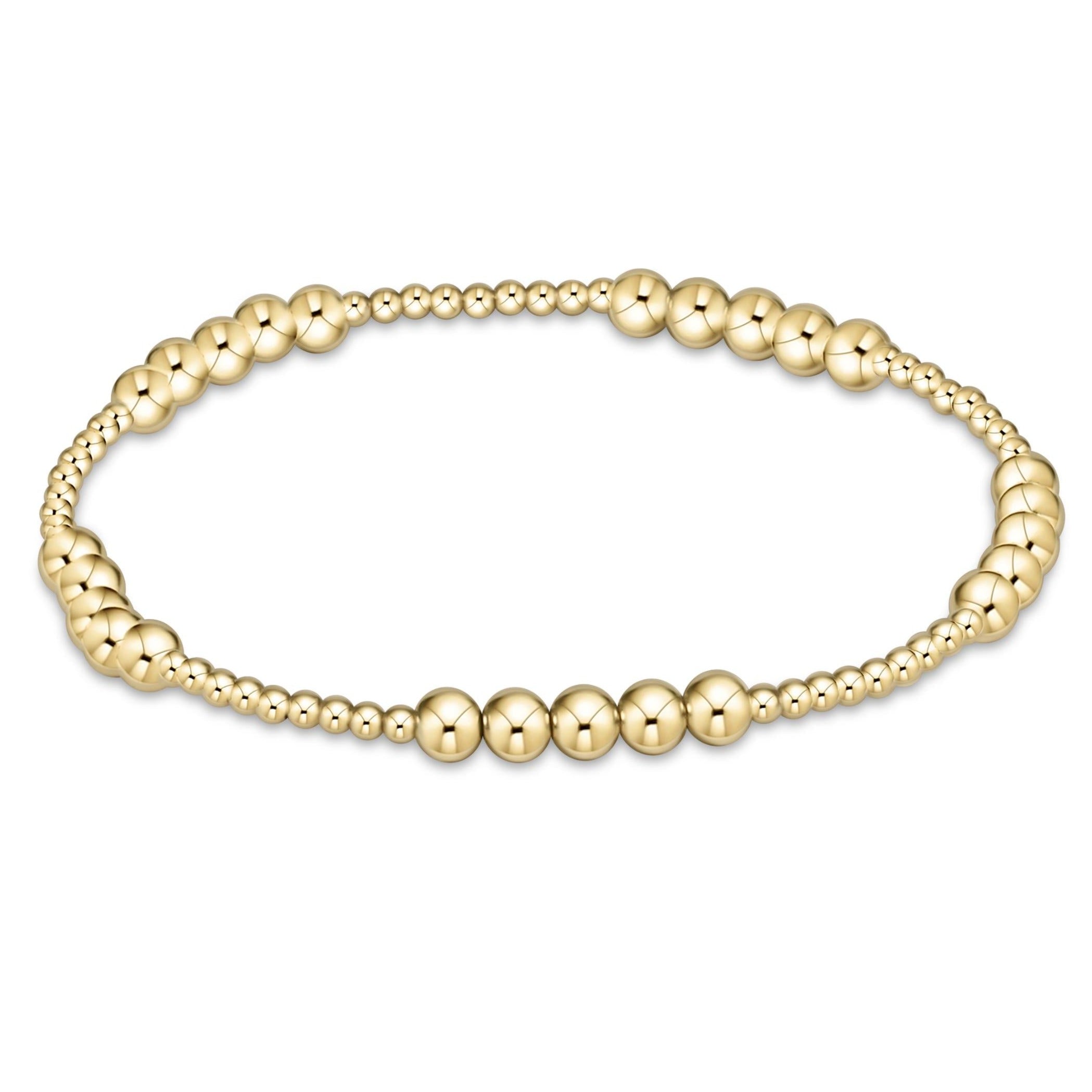 Classic Blissful Pattern 3mm Bead Bracelet - 6mm Gold