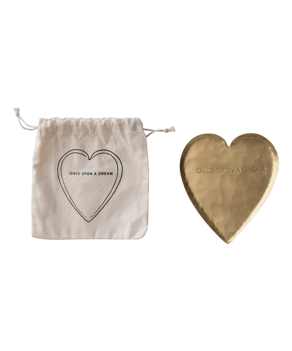 Brass Heart Shaped Dish in Bag