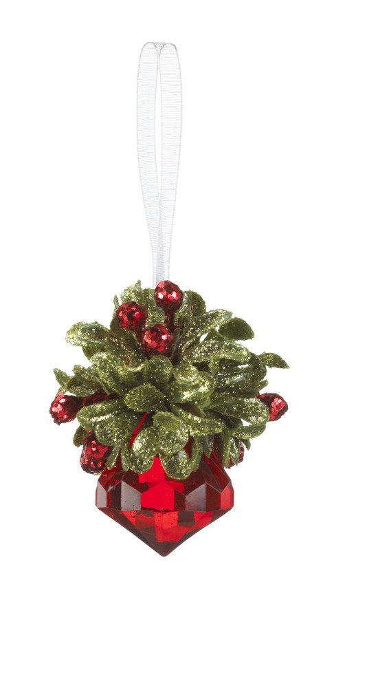 2.5" Mistletoe Jewel Ornament, Acrylic