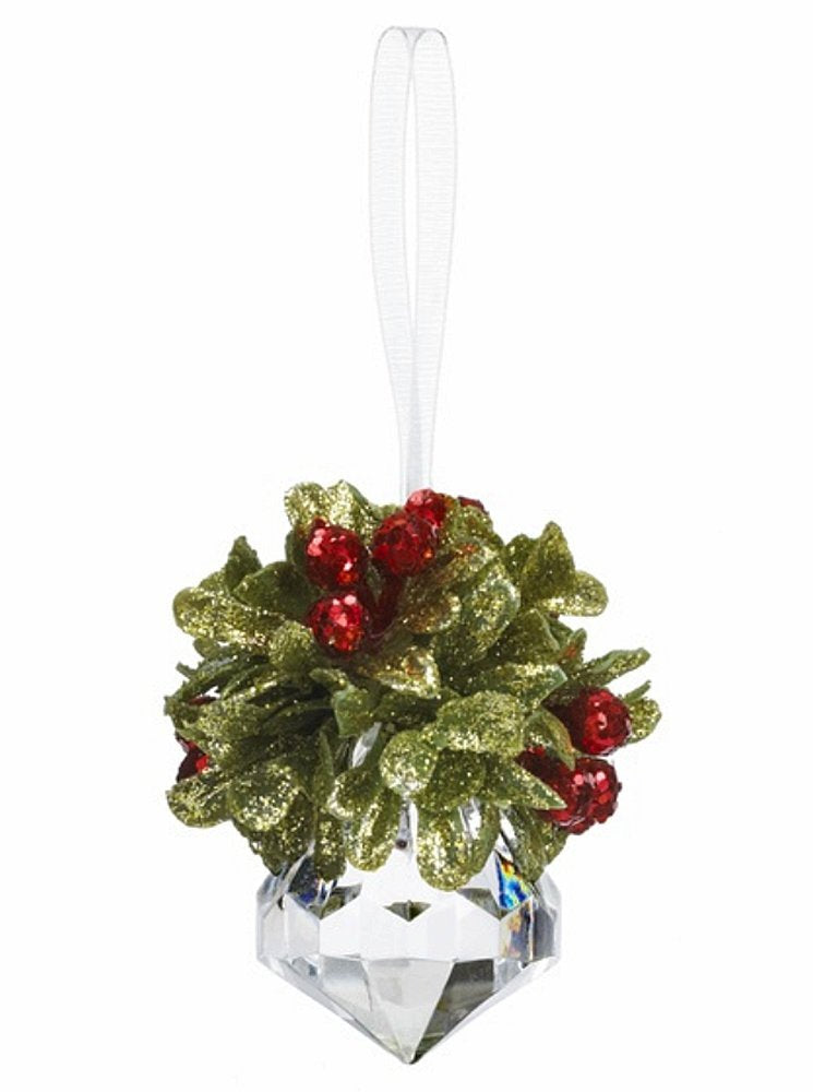 2.5" Mistletoe Jewel Ornament, Acrylic