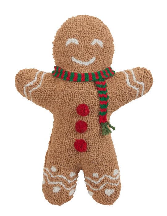 Shaped Gingerbread Man Hook Pillow 12" x 16"