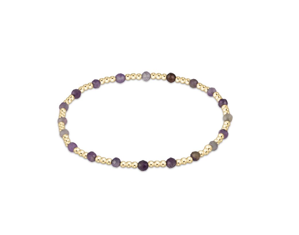 Gemstone Gold Sincerity Pattern 3mm Bead Bracelet - Amethyst