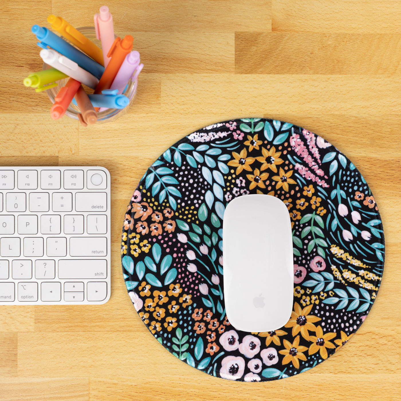Black Floral Mousepad