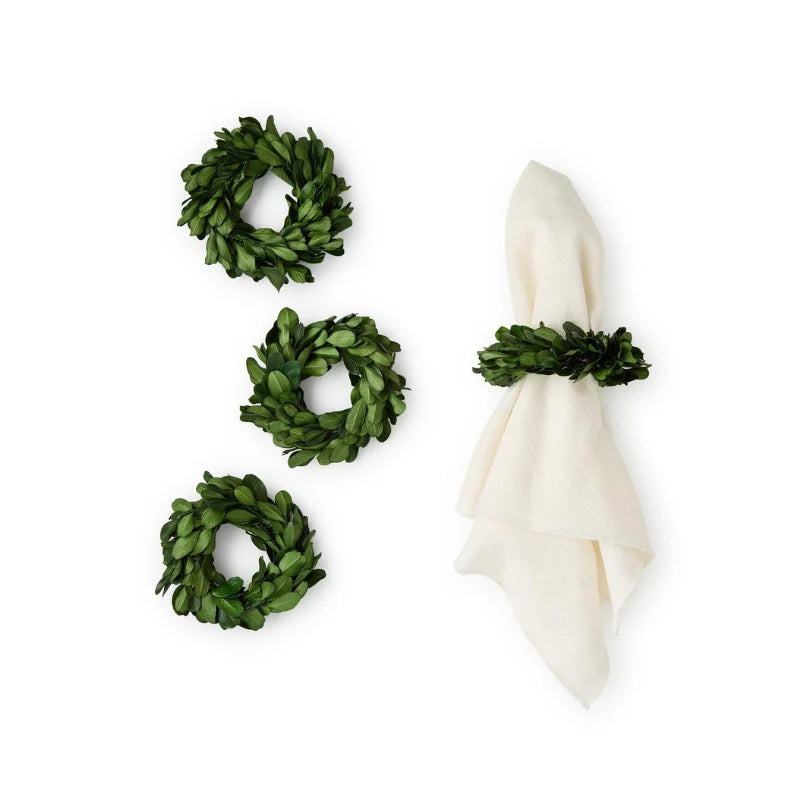 BOXWOOD WREATH NAPKIN RINGS-SET OF 4