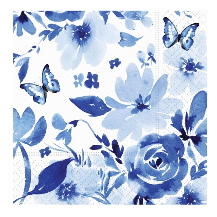 Beverage Napkin - Indigo Rosettes -Bunny