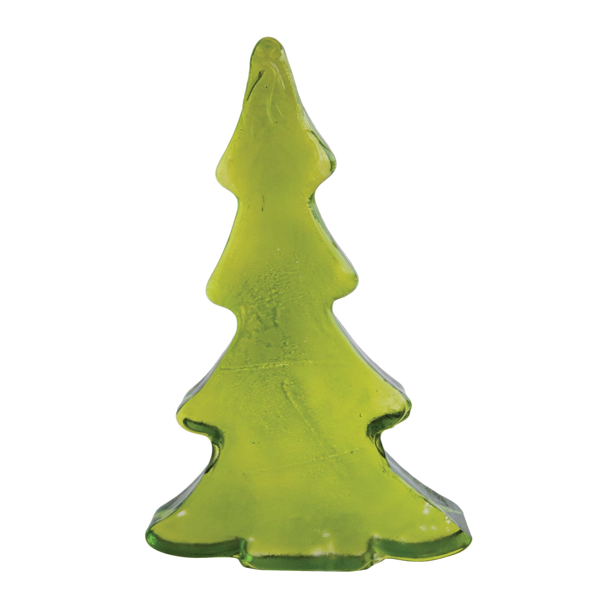 11"H 1"W THICK GLASS CHRISTMAS TREE, GREEN