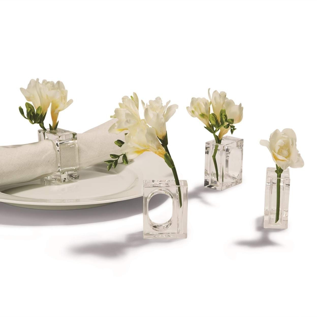 set of four acrylic napkin & flower holders