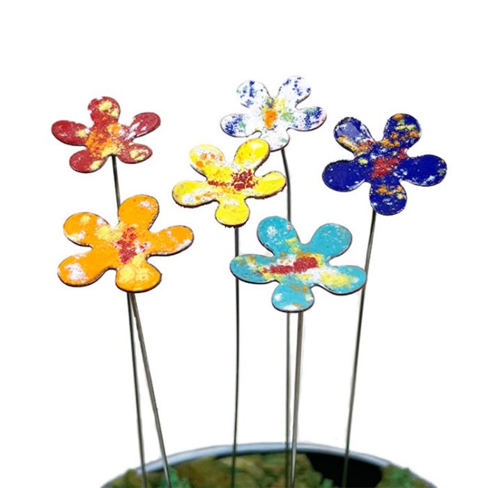 Garden Copper Enamel Flower Small 5 petal