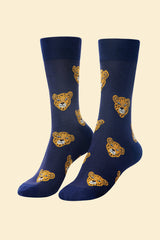 MEN'S CHARMING CHEETAH SOCKS NAVY
