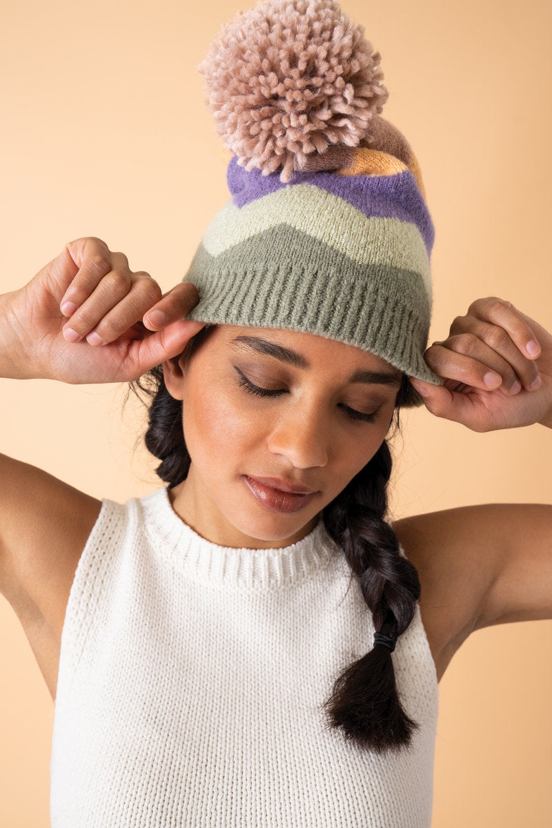 NORA BOBBLE HAT SAGE MIX
