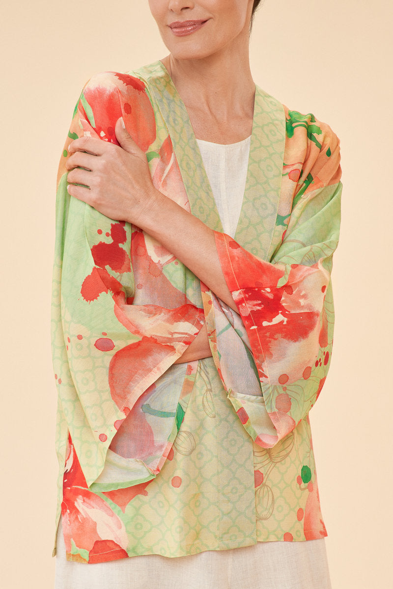 WATERCOLOUR ORCHIDS KIMONO JACKET
