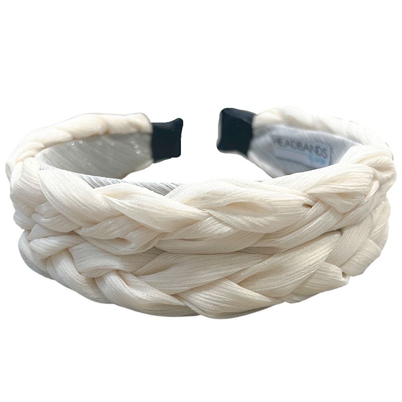 BLUSHING BRAID HEADBAND-IVORY-SHIMMERY DOUBLE BRAID