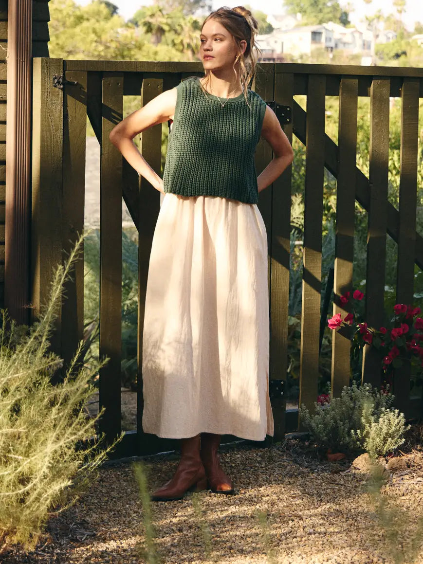 Chunky Sweater & Midi Dress - Forest Green/Taupe - Medium